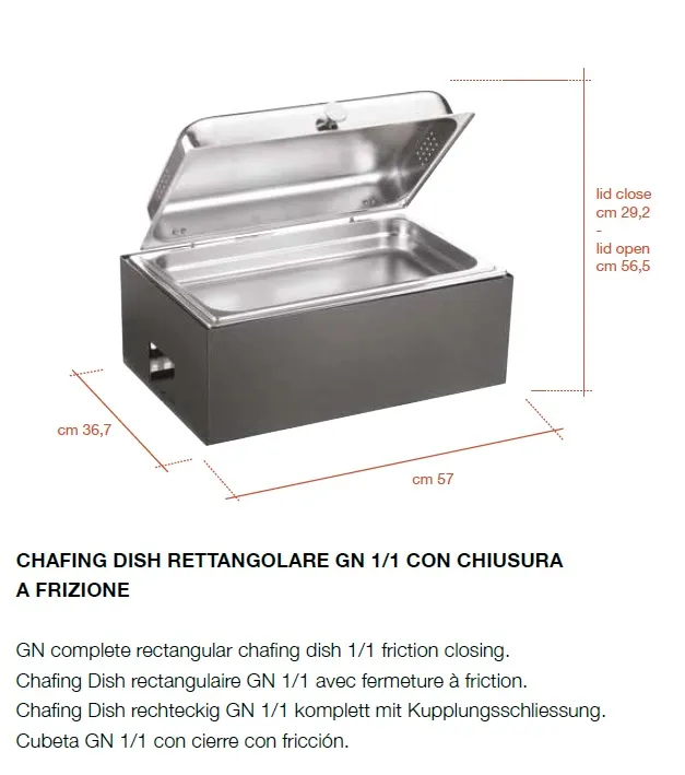 Pinti Caleido Rectangular Chafing Dish Stainless steel art.F1805555
